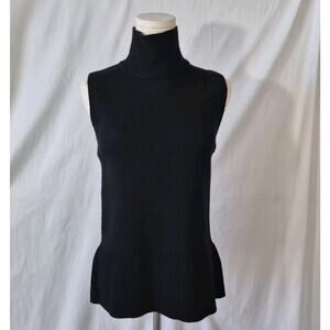 Babaton Aritzia Womens Black Turtleneck Peplum 100% Wool Sweater Top Small